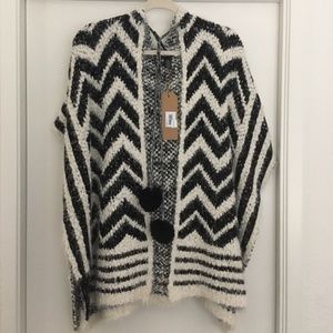 Modena Poncho-Style Sweater with Hood - NWT